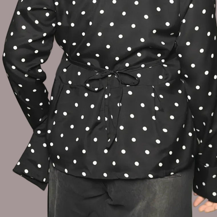Black Polka Dot Peplum ShirtShirts