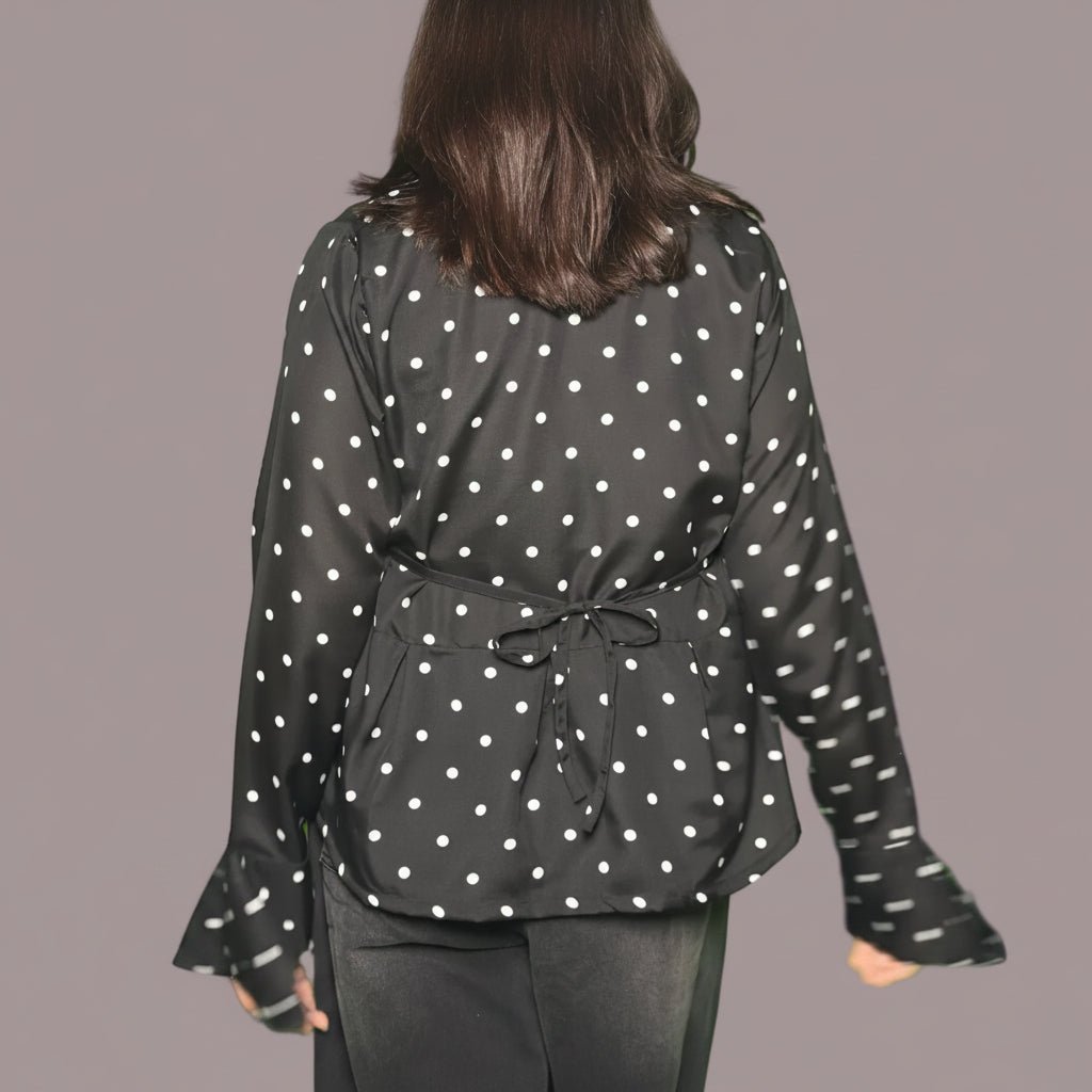 Black Polka Dot Peplum ShirtShirts