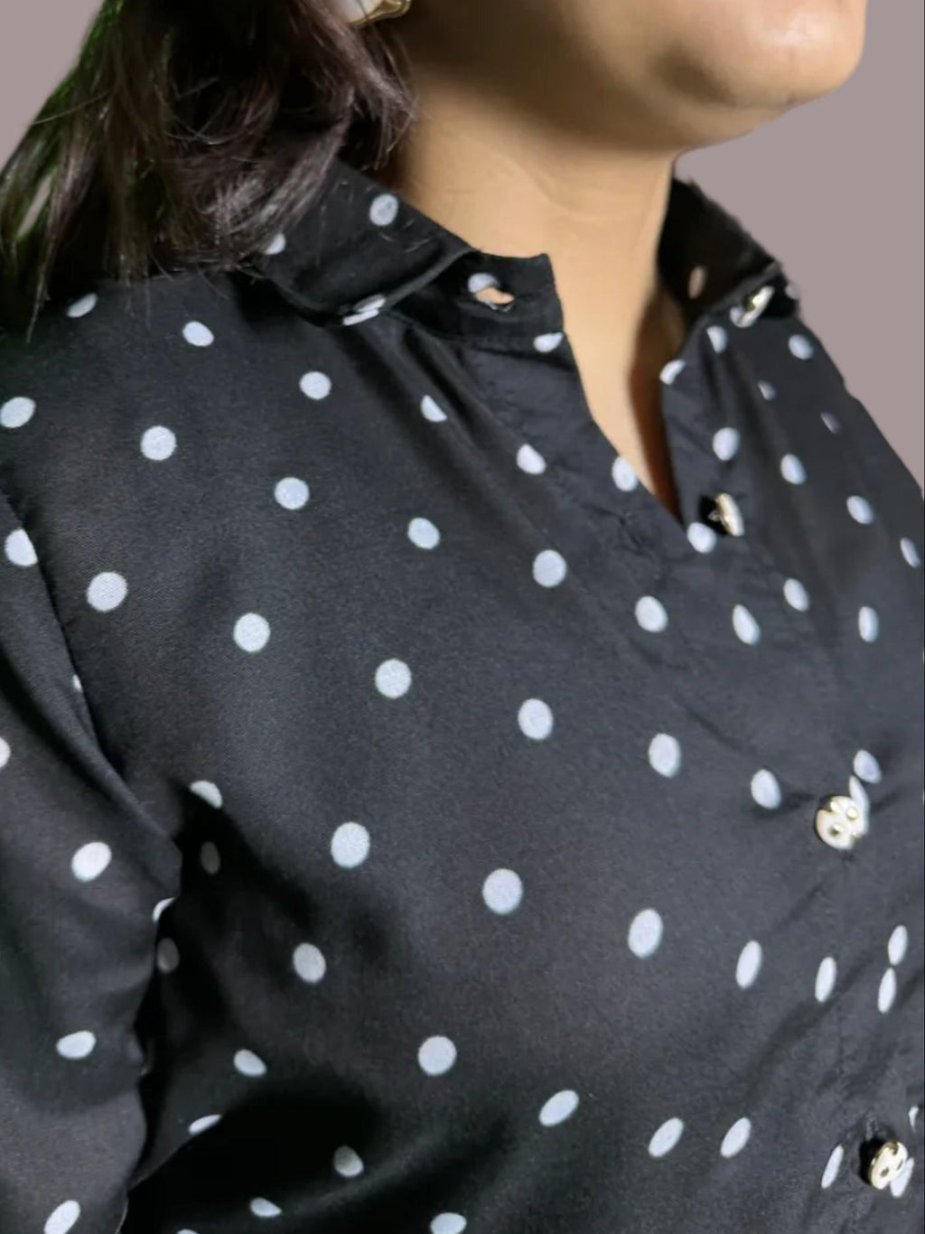 Black Polka Dot Peplum ShirtShirts