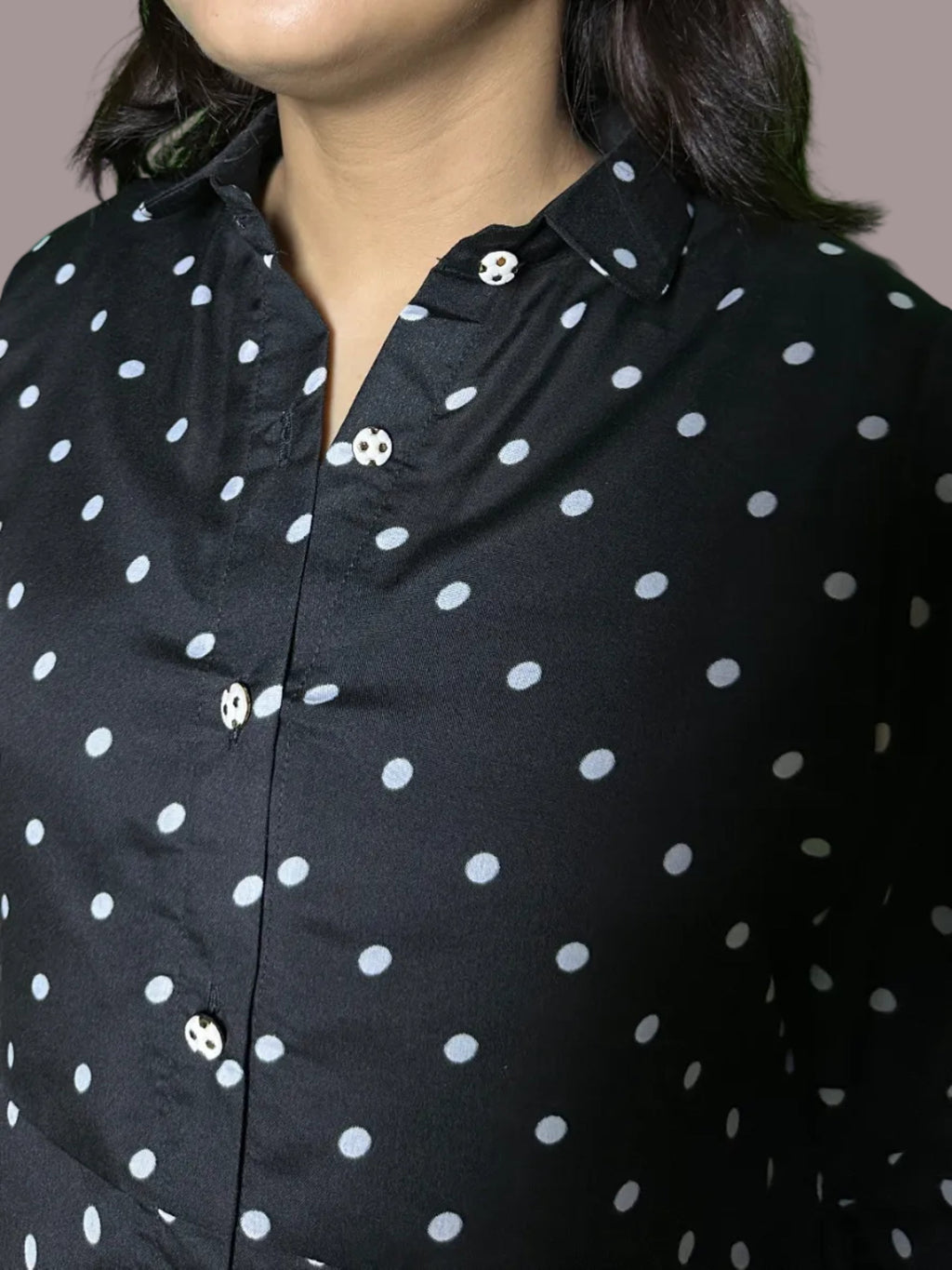 Black Polka Dot Peplum ShirtShirts