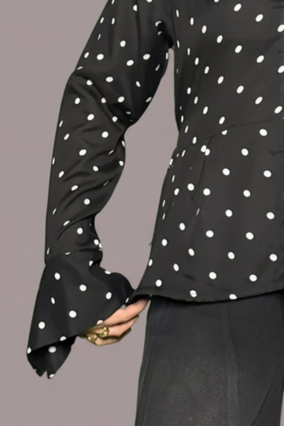 Black Polka Dot Peplum ShirtShirts