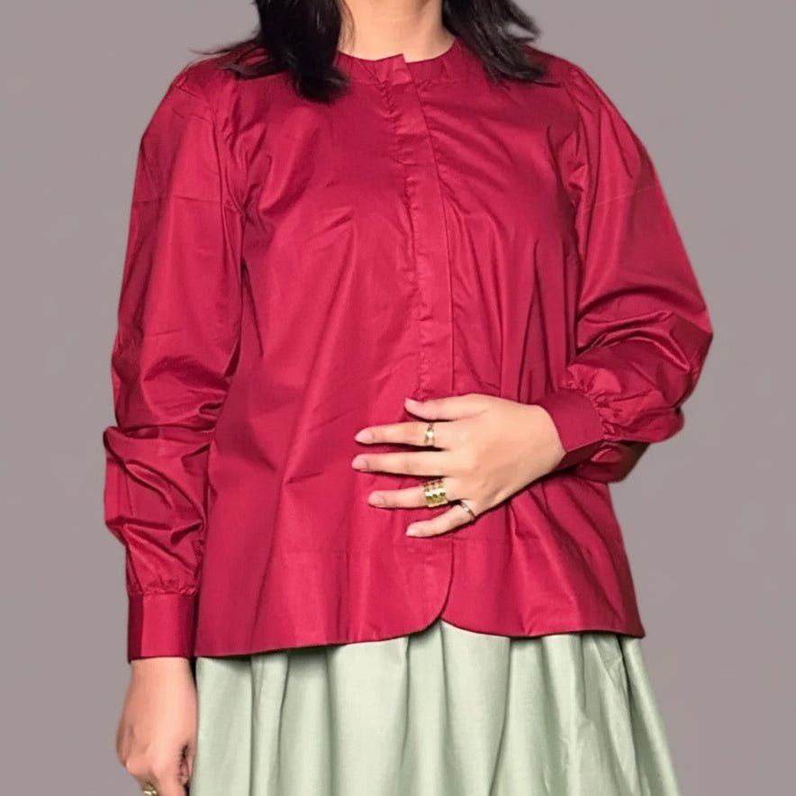 Maroon Box Pleat ShirtShirts