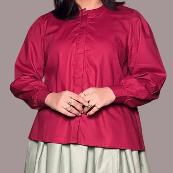 Maroon Box Pleat ShirtShirts