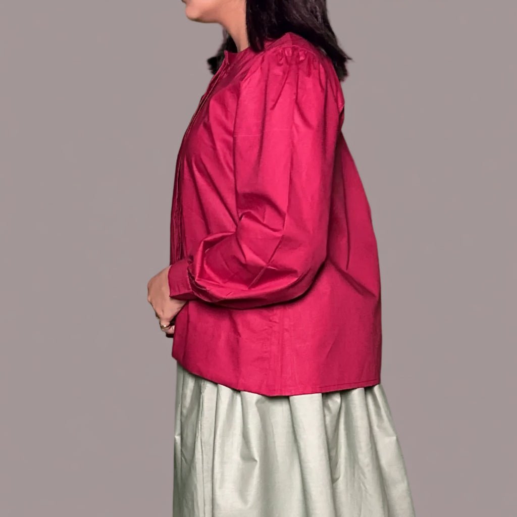 Maroon Box Pleat ShirtShirts