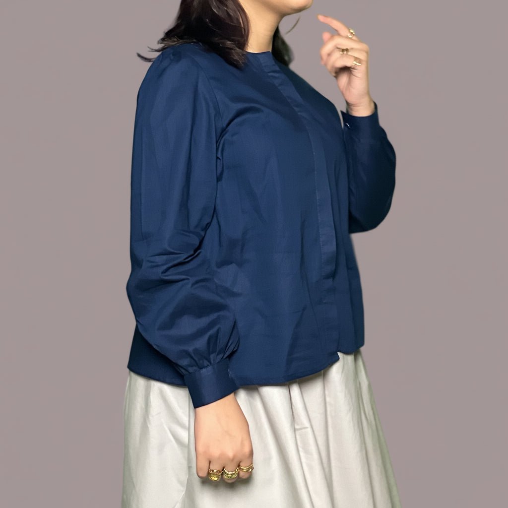 Navy Blue Box Pleat ShirtShirts