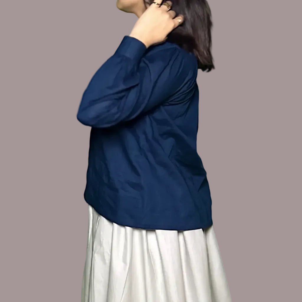 Navy Blue Box Pleat ShirtShirts