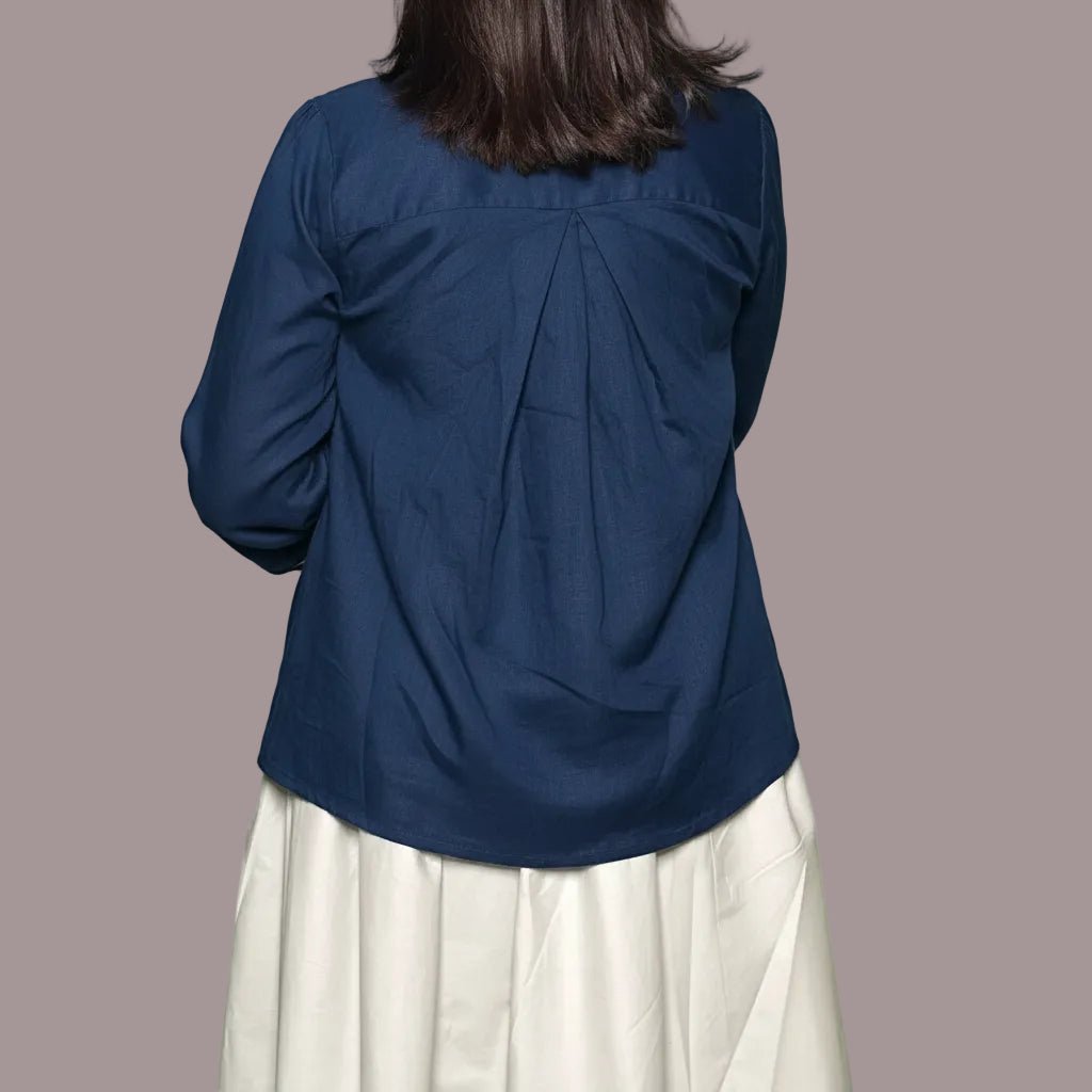Navy Blue Box Pleat ShirtShirts